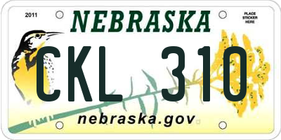 NE license plate CKL310