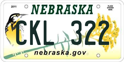 NE license plate CKL322