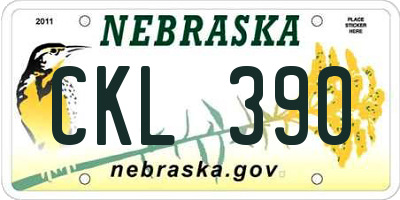 NE license plate CKL390