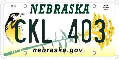 NE license plate CKL403