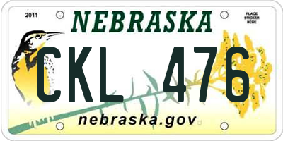NE license plate CKL476
