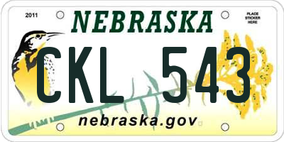 NE license plate CKL543