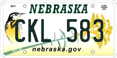 NE license plate CKL583