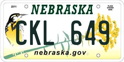 NE license plate CKL649