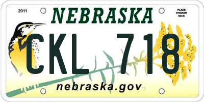 NE license plate CKL718