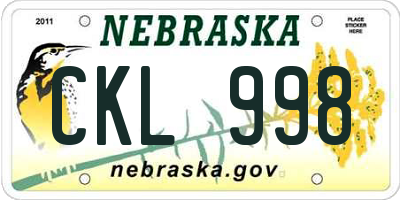 NE license plate CKL998