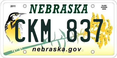 NE license plate CKM837