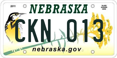NE license plate CKN013