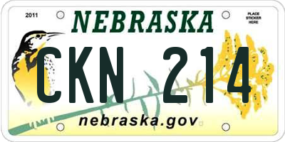 NE license plate CKN214