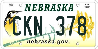 NE license plate CKN378