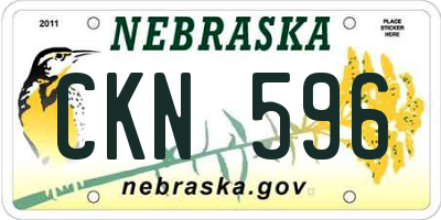 NE license plate CKN596
