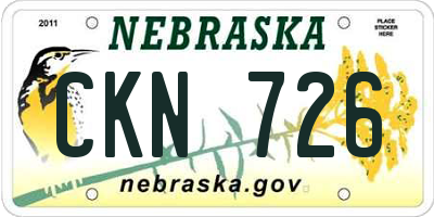 NE license plate CKN726
