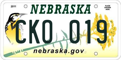 NE license plate CKO019