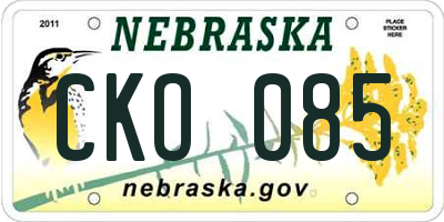 NE license plate CKO085