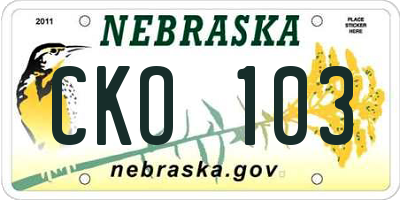 NE license plate CKO103