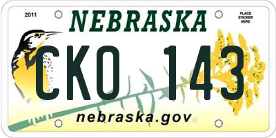 NE license plate CKO143