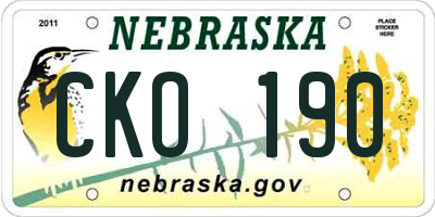 NE license plate CKO190