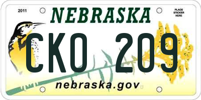 NE license plate CKO209
