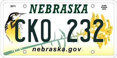 NE license plate CKO232