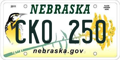 NE license plate CKO250