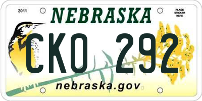 NE license plate CKO292