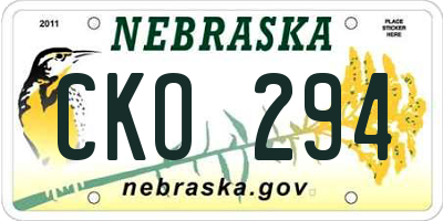 NE license plate CKO294