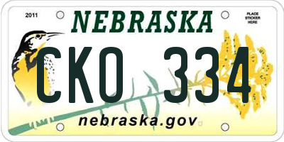 NE license plate CKO334