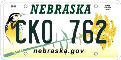NE license plate CKO762