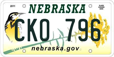 NE license plate CKO796