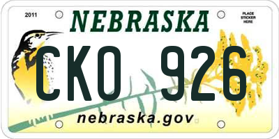 NE license plate CKO926