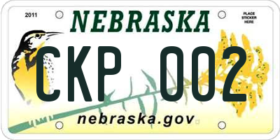 NE license plate CKP002
