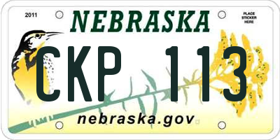 NE license plate CKP113