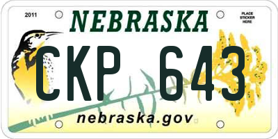 NE license plate CKP643