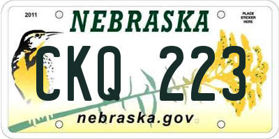 NE license plate CKQ223