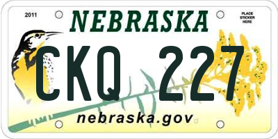 NE license plate CKQ227