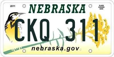NE license plate CKQ311