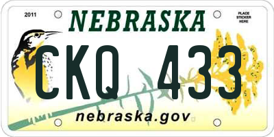 NE license plate CKQ433