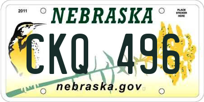 NE license plate CKQ496