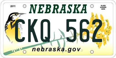 NE license plate CKQ562