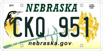 NE license plate CKQ951