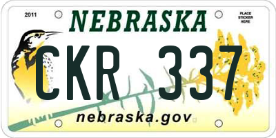 NE license plate CKR337