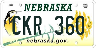 NE license plate CKR360