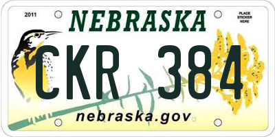 NE license plate CKR384