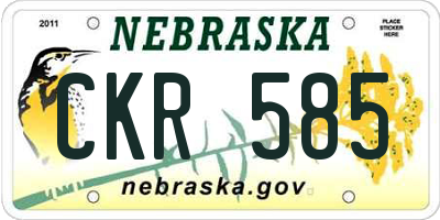 NE license plate CKR585