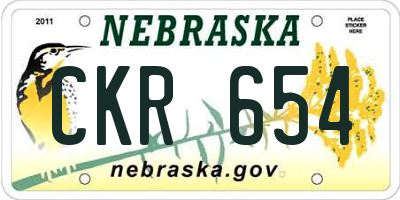 NE license plate CKR654