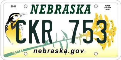 NE license plate CKR753