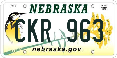 NE license plate CKR963