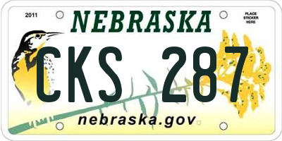 NE license plate CKS287