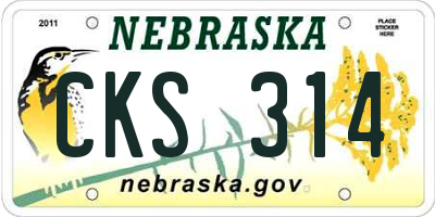 NE license plate CKS314