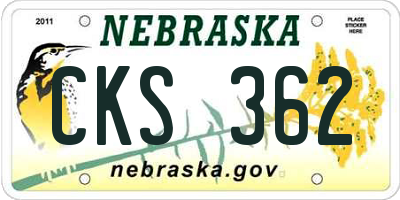 NE license plate CKS362
